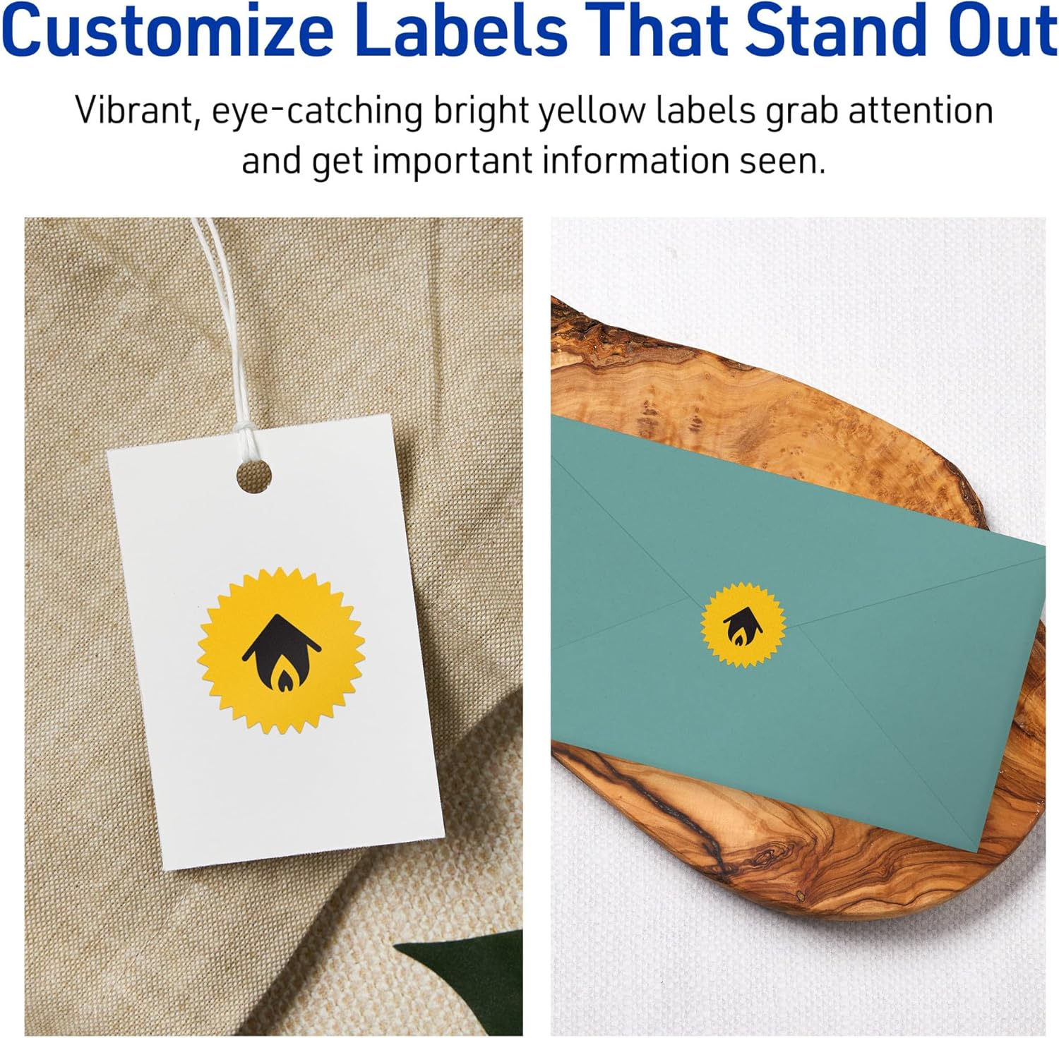 AVERY Printable Starburst Labels, Sure Feed Technology, 1" Bright Yellow, Print-to-the-Edge, Laser/Inkjet