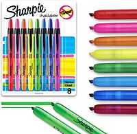 Sharpie Retractable Highlighters Chisel Tip Highlighter Marker Set Fluorescent Highlighters Classroom Journaling Study Supplies Assorted Colors 8 Count 8 Count Assorted