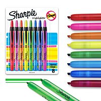 Sharpie Retractable Highlighters Chisel Tip Highlighter Marker Set Fluorescent Highlighters Classroom Journaling Study Supplies Assorted Colors 8 Count 8 Count Assorted