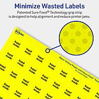 Avery Printable Round Labels, Sure Feed Technology, 3/4" Diameter, Neon Yellow, Print-to-The-Edge, Laser/Inkjet