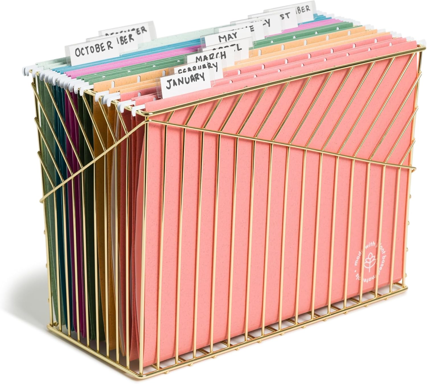 U Brands U-Eco Poly Hanging File Folders, Set of 12, Assorted Brights, White Metal Hanging Rods, Letter Size (6596U01-12)
