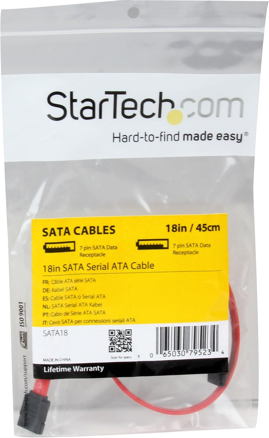 StarTech.com Serial ATA Cable - SATA18, 18 inch, Red