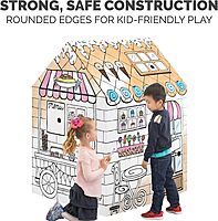 Bankers Box At Play Color-in Playhouse, Life-Size Corrugated Playhouse