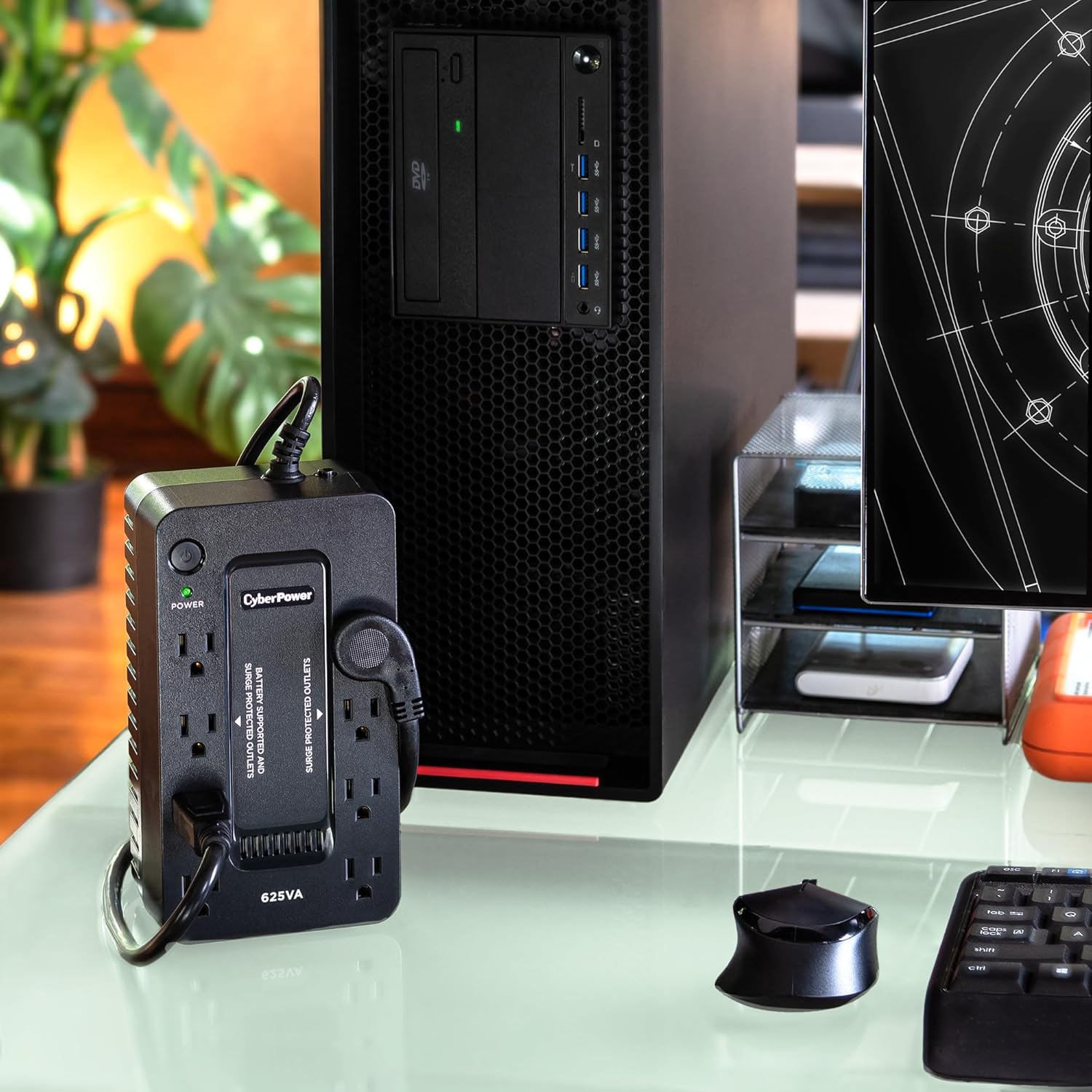CyberPower ST625U Standby UPS System, 625VA/360W, 8 Outlets, 2 USB Charging Ports, Compact, Black