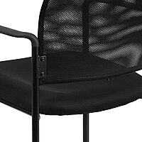 Flash Furniture Jana Comfort Black Mesh Stackable Steel Side Chair with Nylon Arms and Built-In Lumbar Support Contemporary