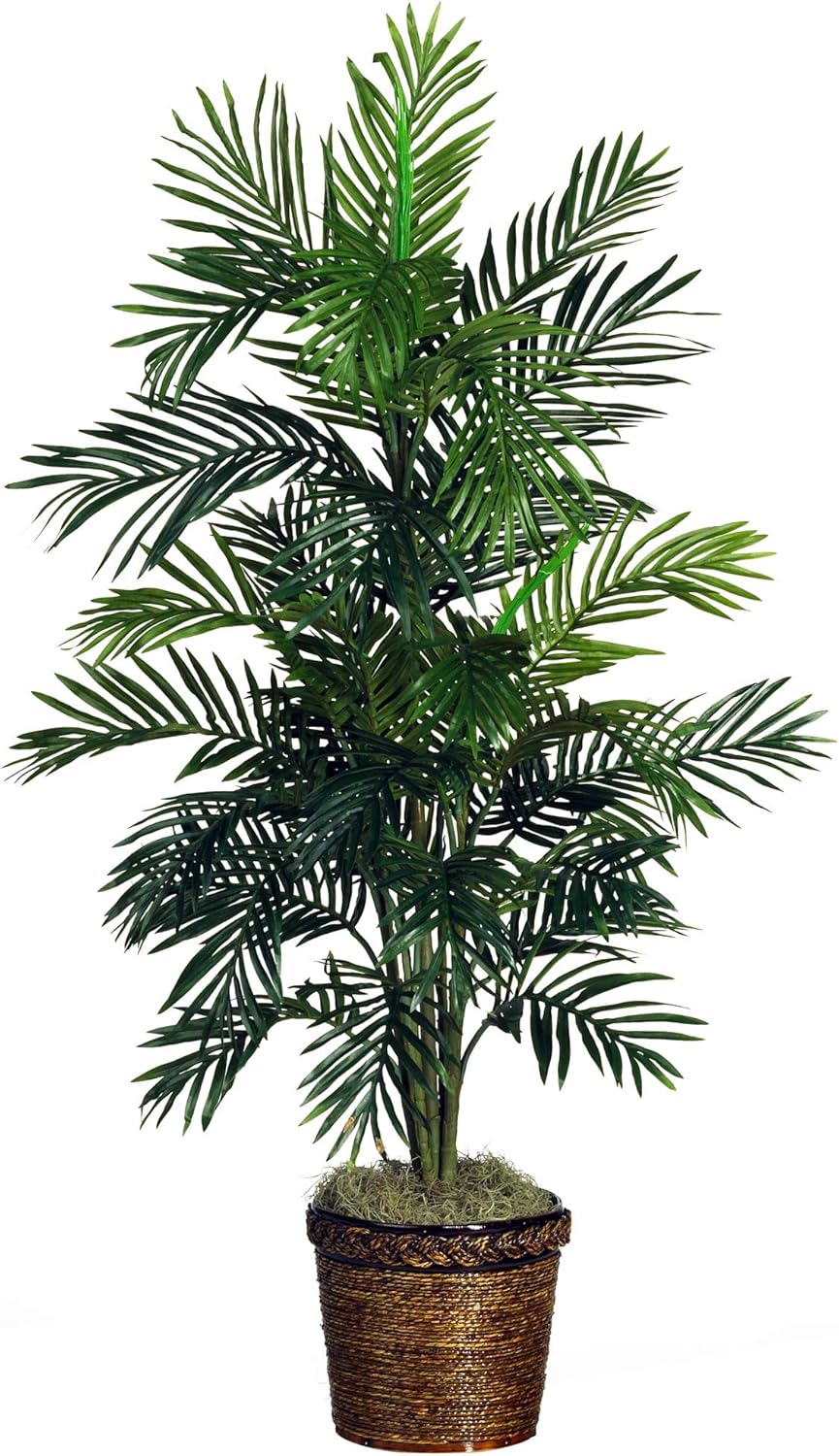 Nearly Natural 5289 6.5ft Golden Cane Palm Silk Tree, Green