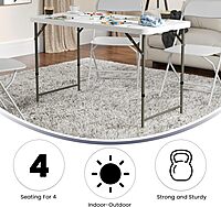 Flash Furniture 4' Rectangular Plastic Folding Event Table with Adjustable Legs and Carrying Handle