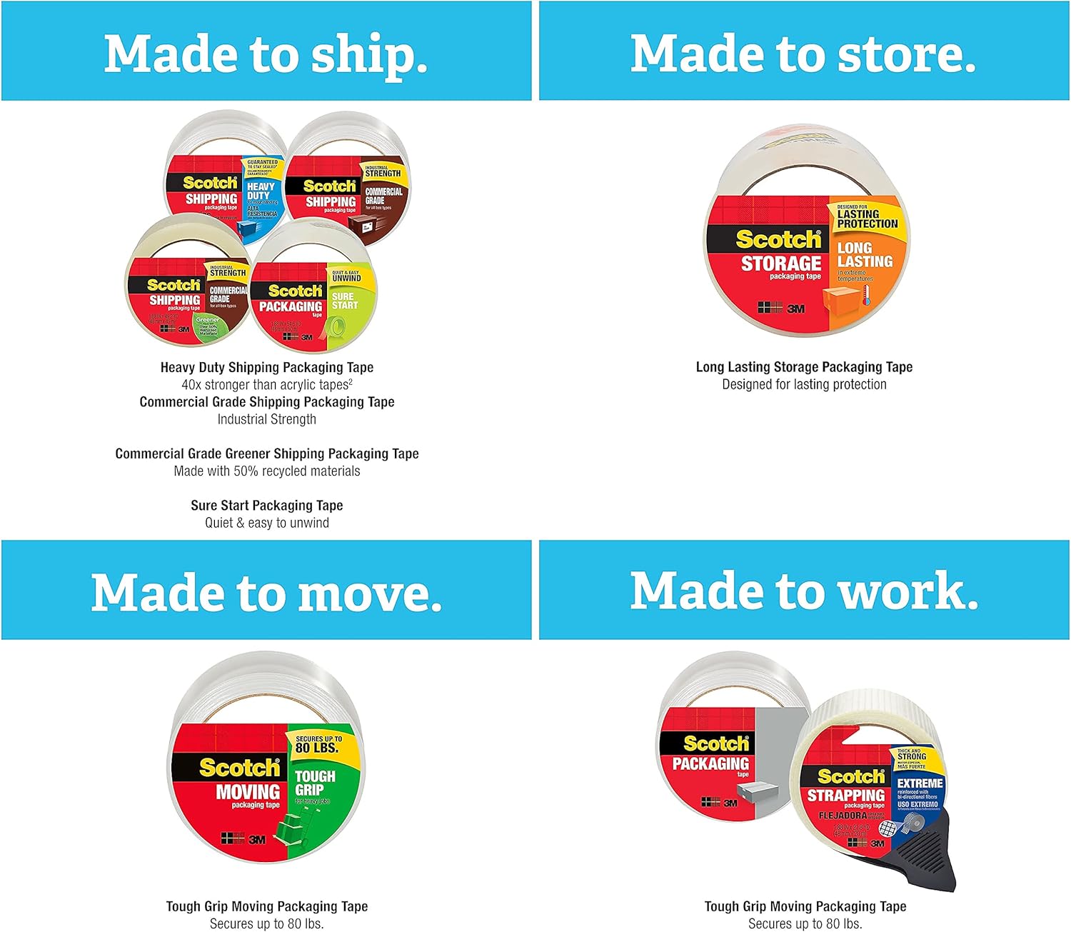 Scotch General Purpose Filament Tape - 1in Width x 60 Yd. Length - 3in Core - Glass Yarn Backing - 1 / Roll - Clear