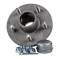 CE Smith - Galvanized Trailer Hub Kit - Tapered Spindle, 5" x 4.5" Stud - Includes Lug Nuts and Cotter Pin - Silver