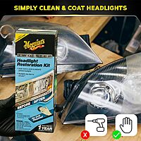 Meguiar's Two Step Headlight Restoration Kit, Headlight Cleaner Restores Clear Car Plastic and Protects from Re-Oxidation