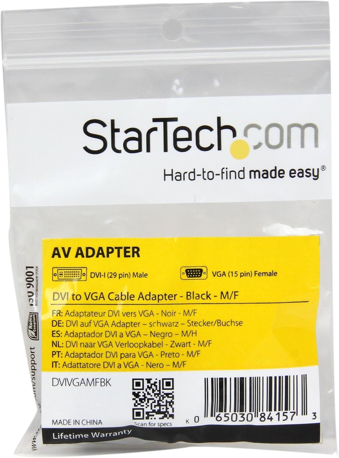 StarTech.com DVI to VGA Cable Adapter - Black - M/F - DVI-I to VGA Converter Adapter (DVIVGAMFBK)