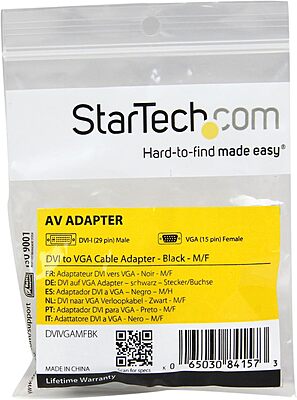 StarTech.com DVI to VGA Cable Adapter - Black - M/F - DVI-I to VGA Converter Adapter (DVIVGAMFBK)