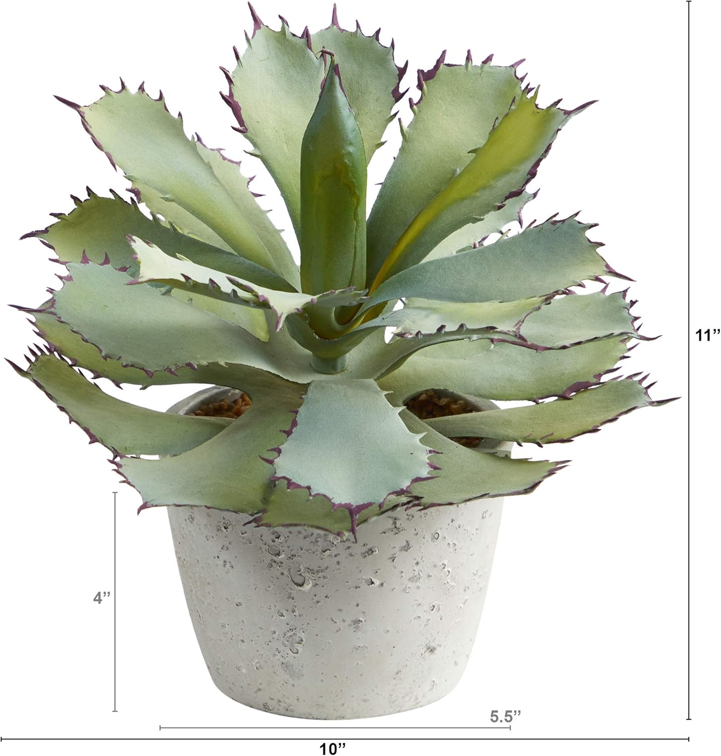 Nearly Natural Succulent 11inH Artificial Plant With Planter, 11inH x 10inW x 10inD, Green/White