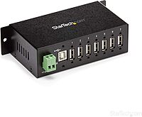 StarTech.com 7-Port USB 2.0 Hub - Metal Industrial USB-A Hub with ESD Protection & 350W Surge Protection - Din Rail