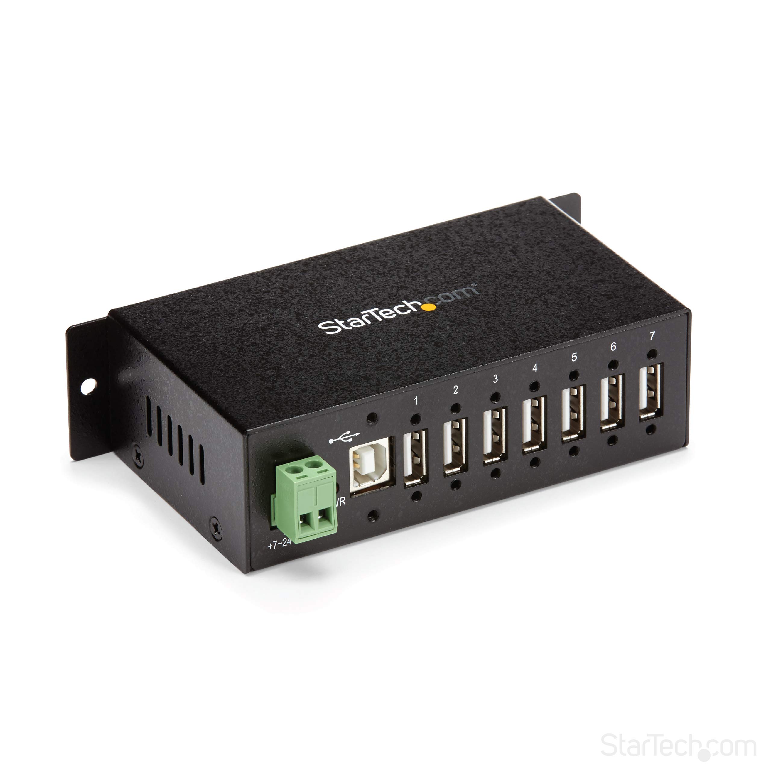 StarTech.com 7-Port USB 2.0 Hub - Metal Industrial USB-A Hub with ESD Protection & 350W Surge Protection - Din Rail
