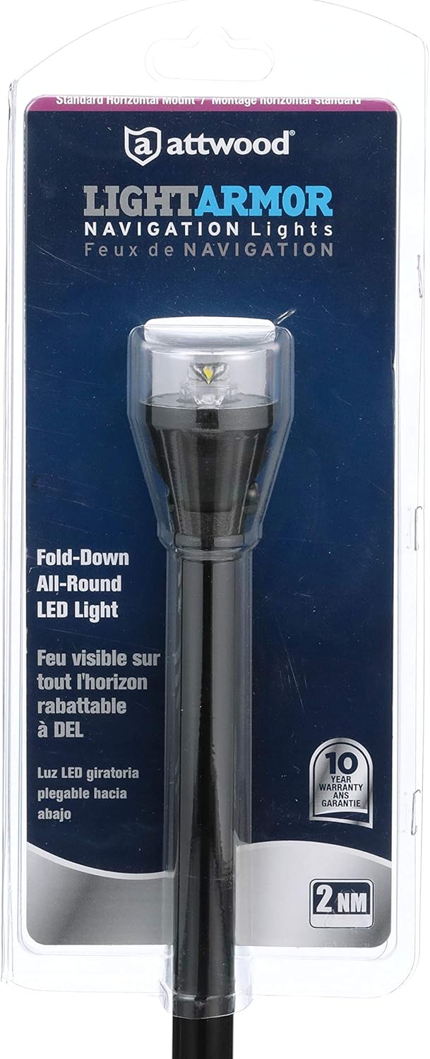 Attwood 5558-P12A7 All-Round LED Fold Down Navigation Light Black Base, 12-Inch