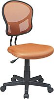OSP Home Furnishings EM Series Mesh Back Armless Task Chair with Padded Fabric Seat and 360 Degree Swivel, Orange