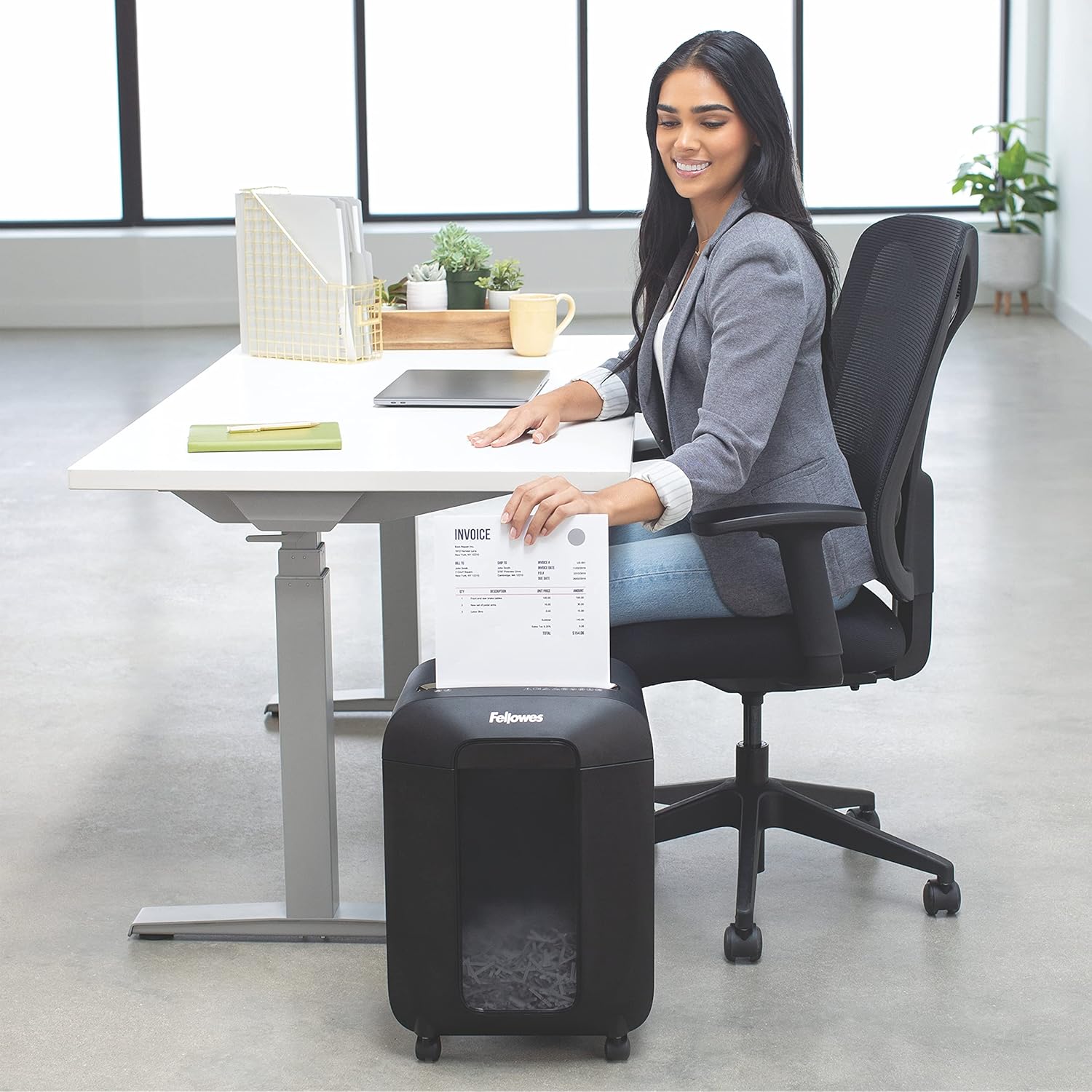 Fellowes LX85 Cross Cut 12-Sheet Home Office Paper Shredder with SafeSense, Black