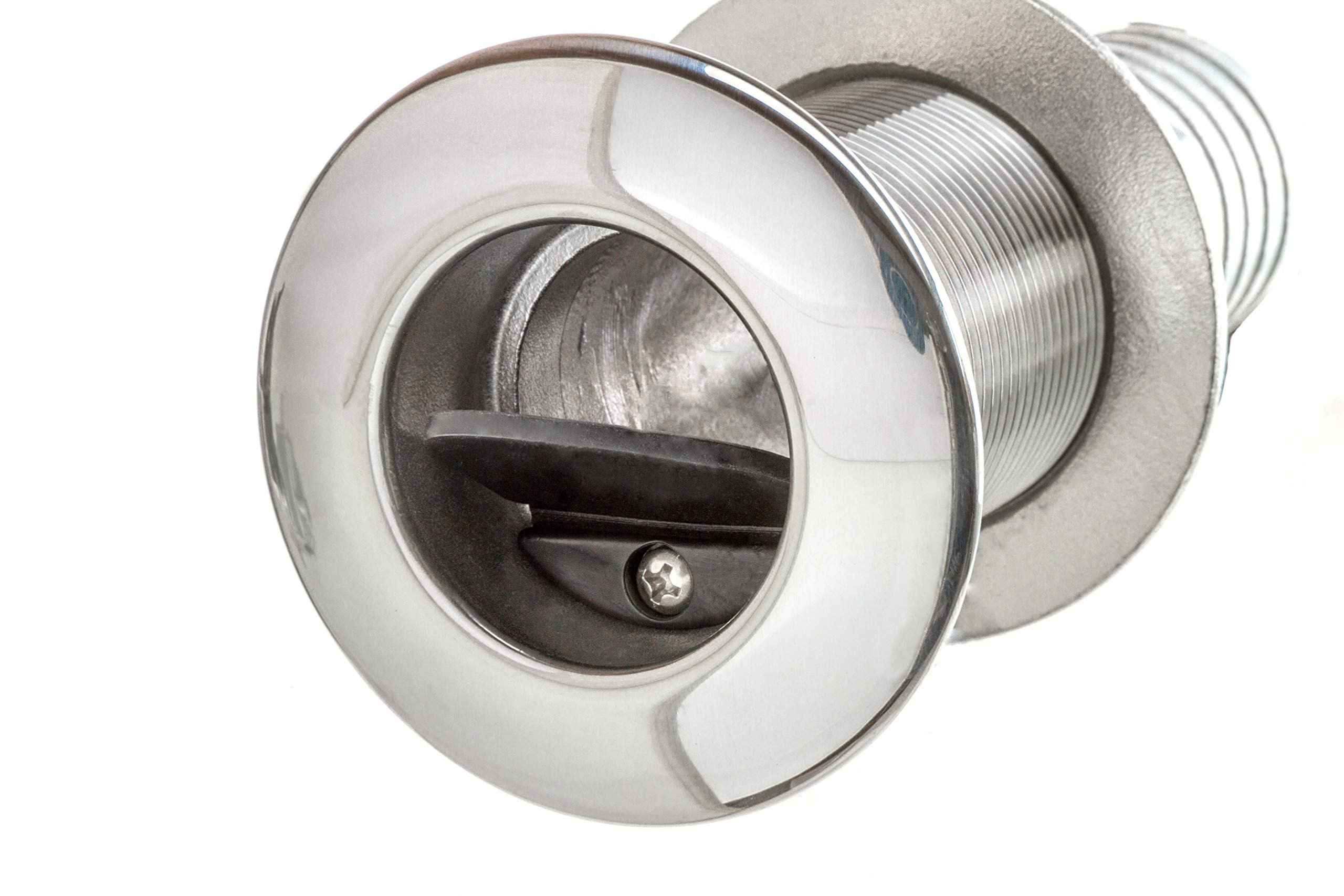 Attwood 66553-3 Boat Self-Bailing Cockpit Barbed Stainless Steel 1 ½-Inch Scupper Valve One Size