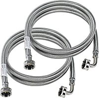 Certified Appliance Accessories Washing Machine Hose with 90 Degree Elbow (2 Pack), Hot and Cold Water Supply Lines, 6 Feet