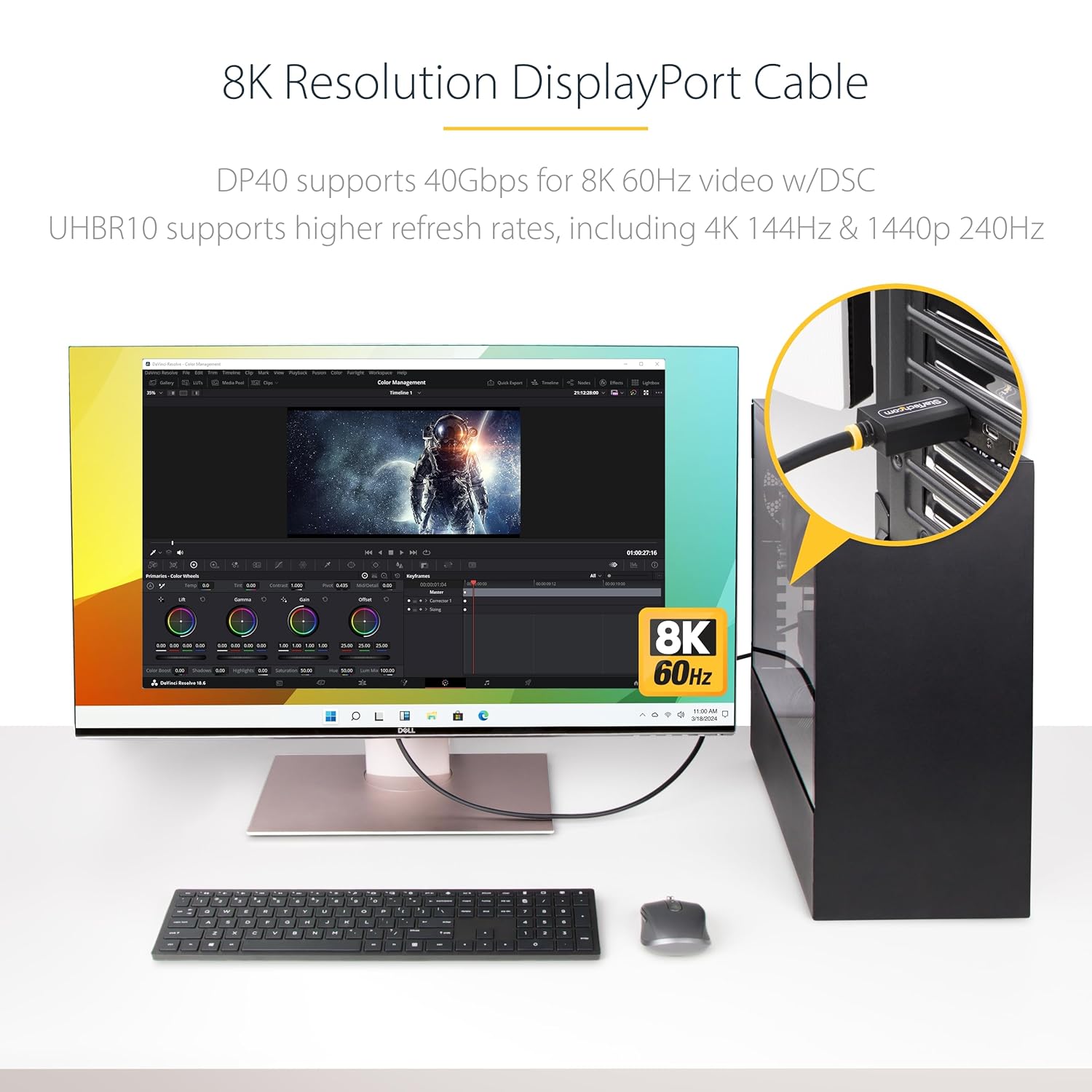 StarTech.com VESA-Certified DisplayPort 2.1 Cable (Male-to-Male)