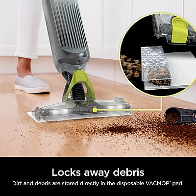 Shark VACMOP Pro Cordless Hard Floor Cleaner, Vacuum and Spray Mop, Powerful Suction, Lightweight, LED Headlights