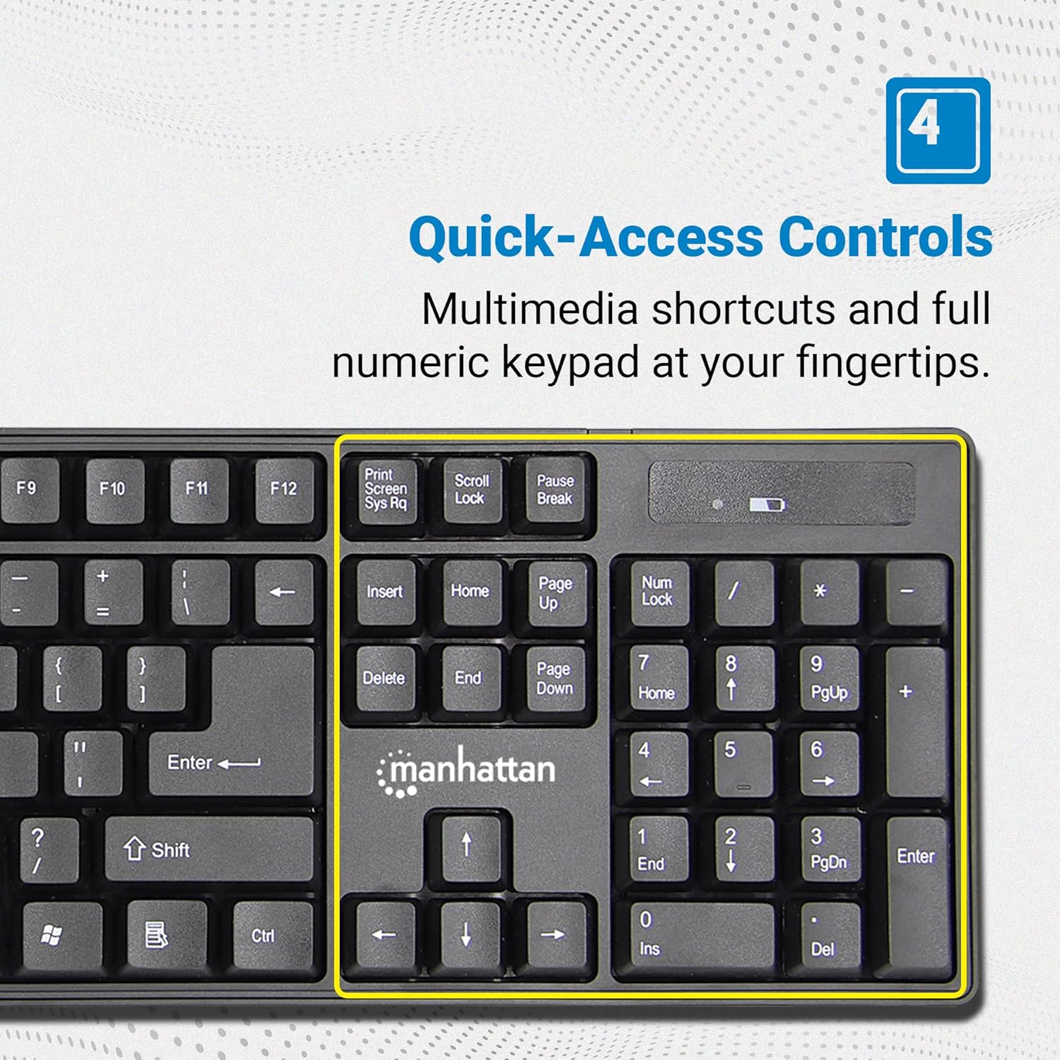 Manhattan Wireless Keyboard and Mouse Combo - Full-Size USB Wireless Keyboard Mouse Set with 2.4GHz Dongle for PC Computer