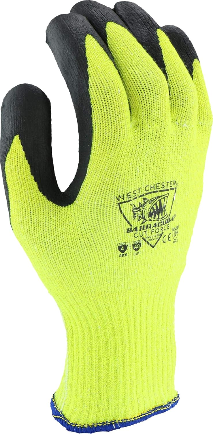 West Chester HVG710SNF Barracuda A8 Cut Resistant Gloves – [Pack of 12], X-Large, HPPE Gloves with Microfoam Nitrile Coating
