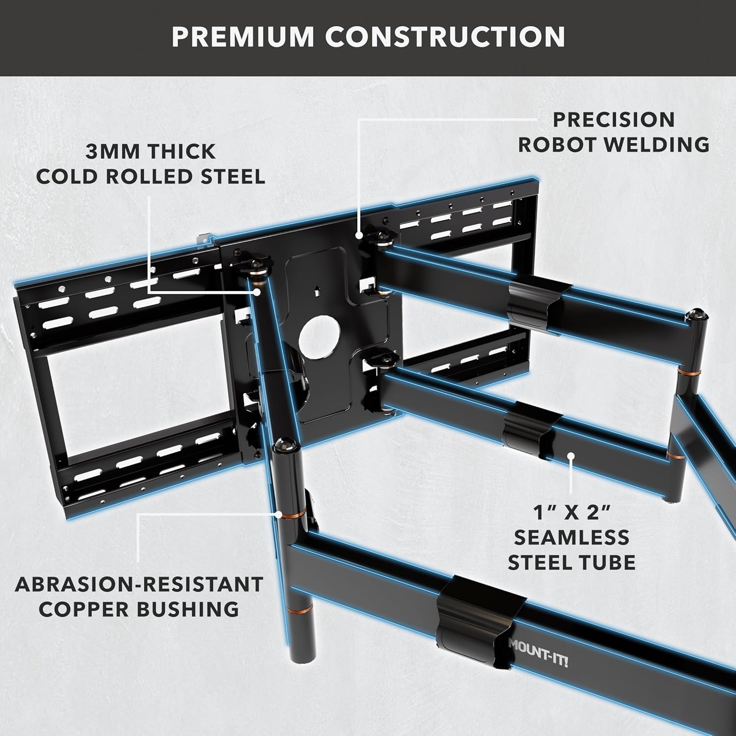 Mount-It! Full Motion TV Wall Mount with 39 Inch Long Extension Arms - 275 Lbs Capacity Heavy Duty Dual Arm TV Mount | Large