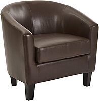OSP Home Furnishings Ethan Tub Accent Chair with Dark Espresso Wood Legs, Cocoa Faux Leather