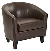 OSP Home Furnishings Ethan Tub Accent Chair with Dark Espresso Wood Legs, Cocoa Faux Leather