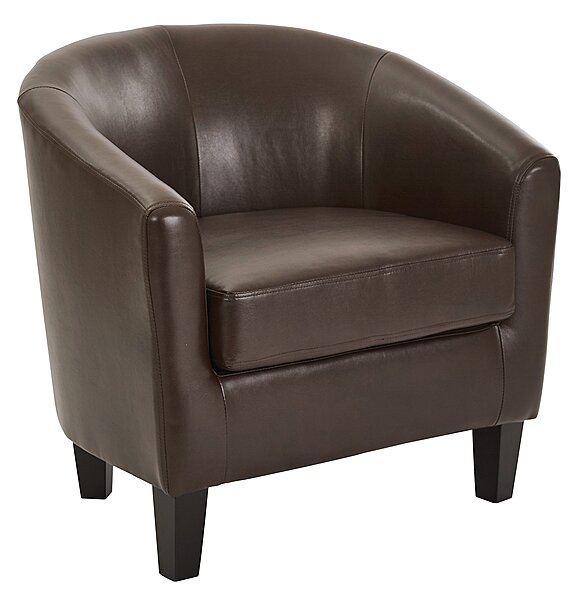 OSP Home Furnishings Ethan Tub Accent Chair with Dark Espresso Wood Legs, Cocoa Faux Leather