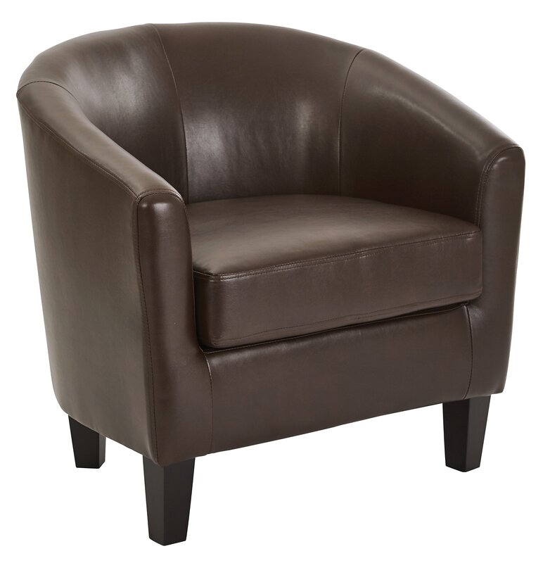 OSP Home Furnishings Ethan Tub Accent Chair with Dark Espresso Wood Legs, Cocoa Faux Leather