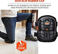 Ergodyne ProFlex 347 Professional Knee Pads, Protective Long Cap, Lighweight Gel Padded Technology, Adjustable Straps, Black