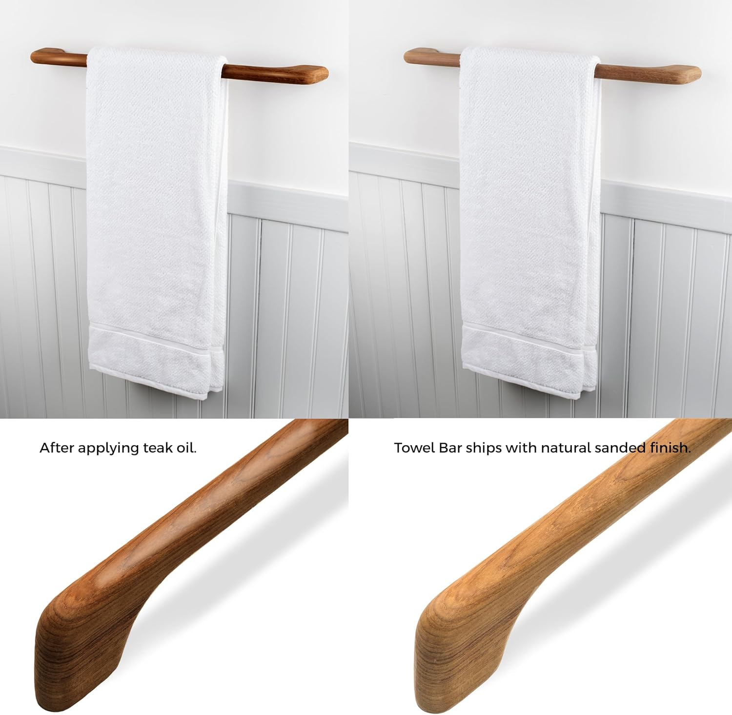 Whitecap 62332 Teak Long Towel-Bar, Beige