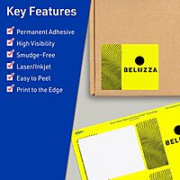 Avery Printable Rectangle Labels, Sure Feed Technology, 4" x 3", Neon Yellow, Print-to-The-Edge