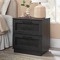 Sauder Tiffin Line Rattan 2-Drawer Nightstand Side Table, 24-5/8inH x 23-1/2inW x 15-3/4inD, Raven Oak