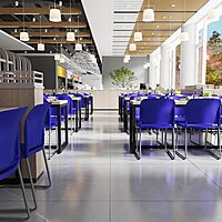 Flash Furniture Hercules Series 880 lb. Capacity Blue Full Back Contoured Stack Chair with Gray Powder Coated Sled Base