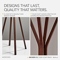 Adesso Toby Coat Rack, 68.25" T x 16.5" W x 16.5" D, Walnut