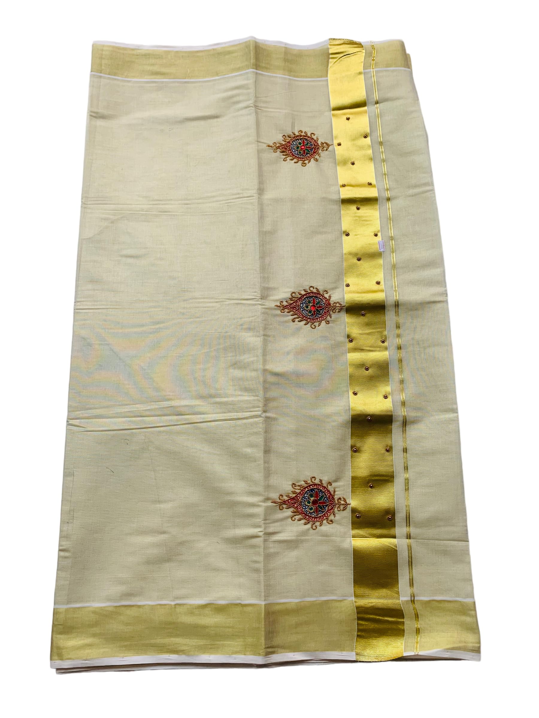 Kuthampully Kerala Kasavu Sarees For Women | Handcrafted Aari work Kerala Sarees | Tissue Onam Saree With Running Blouse | South Indian Sarees | Onam Saree EKM-806-Red