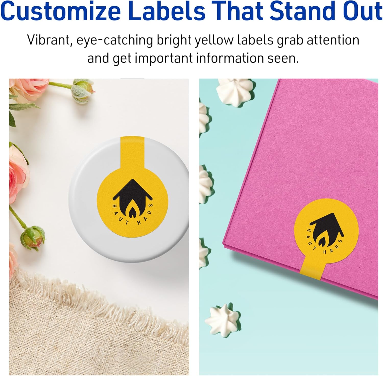 Avery Printable Lollipop Labels with Sure Feed Technology, 1.5" x 4", Bright Yellow