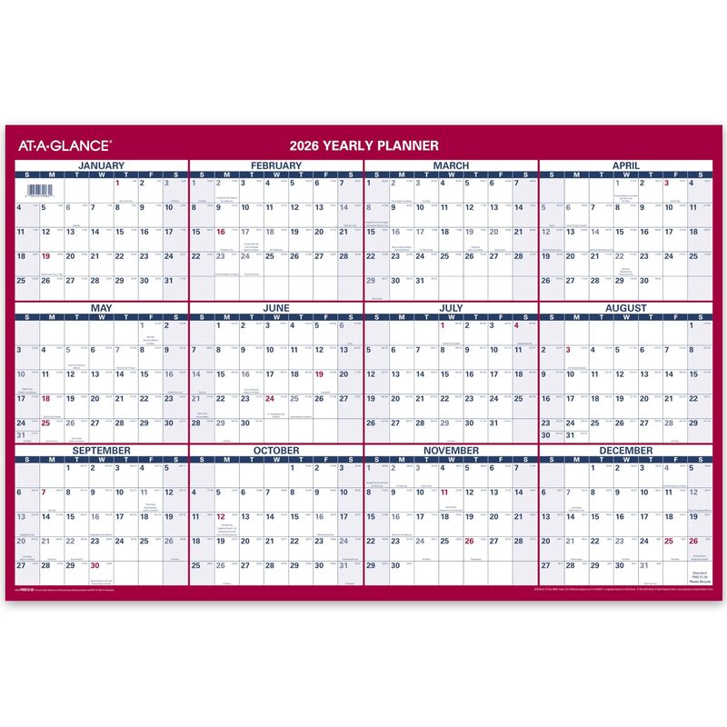 AT-A-GLANCE Wall Calendar, Monthly, 36 x 24, Extra Large, Paper, Reversible Vertical/Horizontal