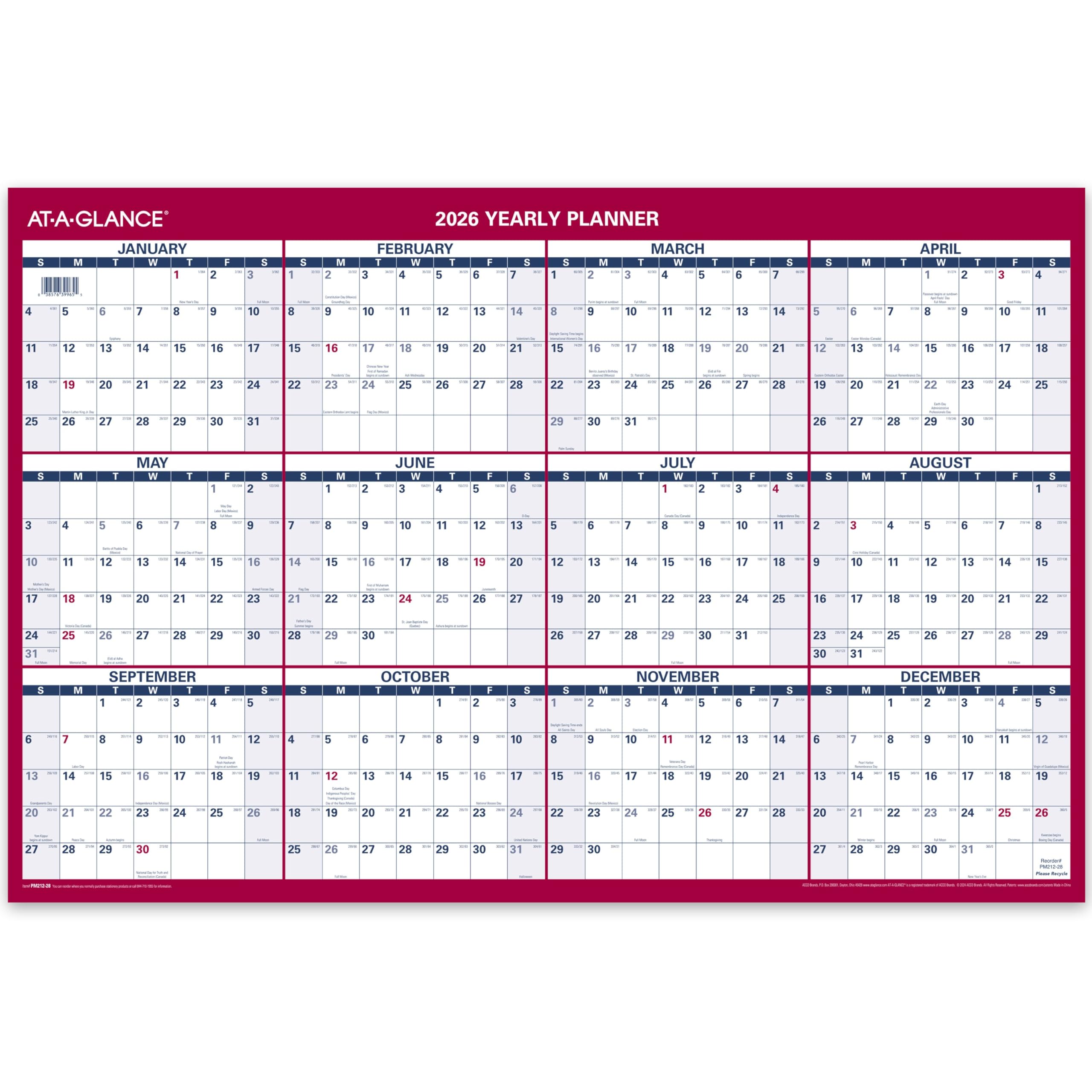 AT-A-GLANCE Wall Calendar, Monthly, 36 x 24, Extra Large, Paper, Reversible Vertical/Horizontal