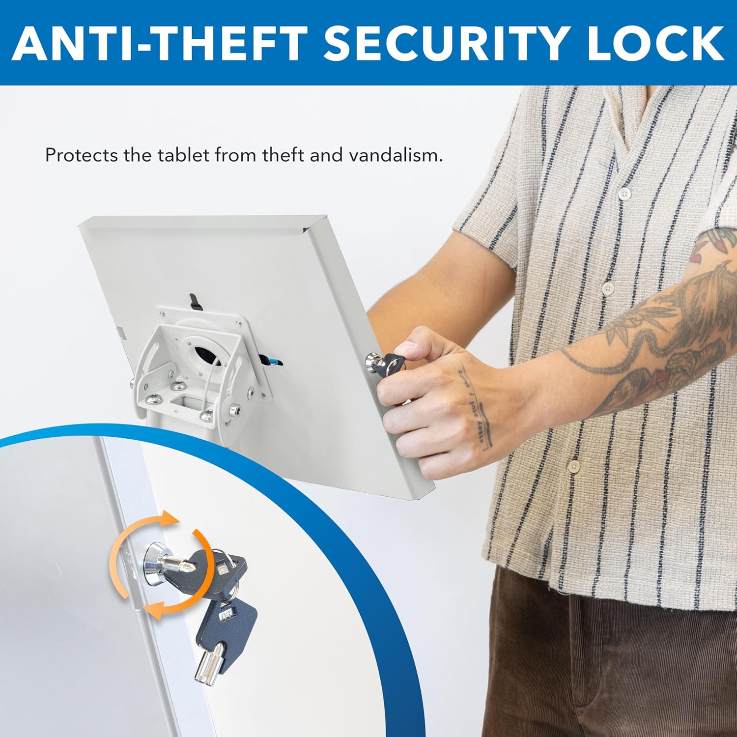 Mount-It! Anti-Theft Floor Stand Compatible with iPad, Contact-Less Universal Lockable Tablet Kiosk