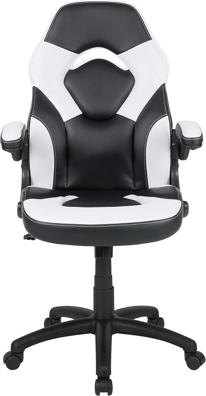 Flash Furniture X10 High-Back LeatherSoft Racing Style Gaming Chair with Flip-Up Arms