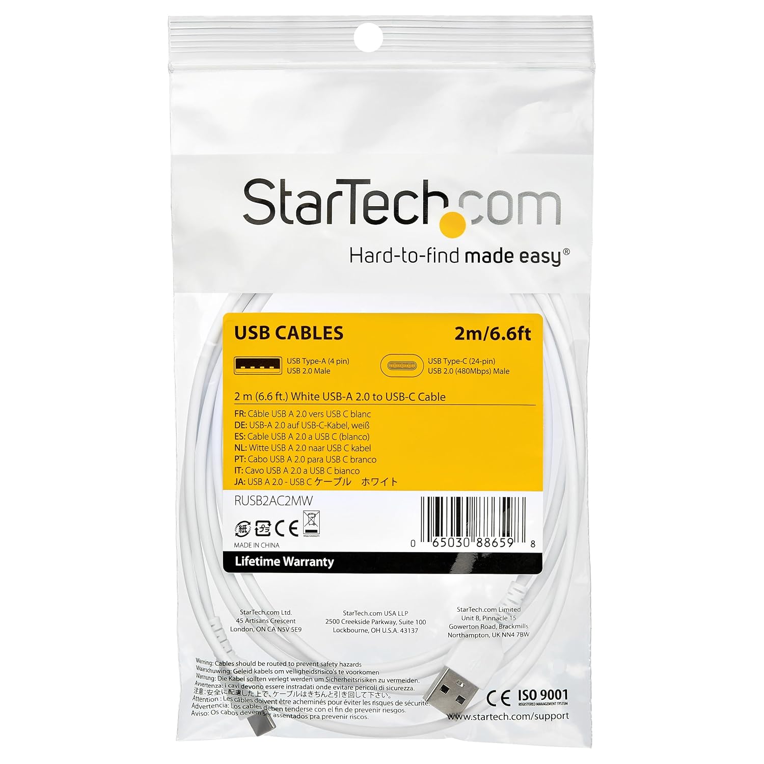 StarTech.com USB A to USB C Charging Cable - USB 2.0, Aramid Fiber
