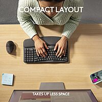 Logitech Wave Keys for Business, Wireless Ergonomic Keyboard with Cushioned Palm Rest, Secure Logi Bolt Technology, Bluetooth, Compatible with Windows/Mac/Chrome/Linux - Graphite One Size