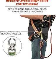 Ergodyne Squids 3713 Tool Tails Attachment with Swivel End, 10 Pounds,Lime