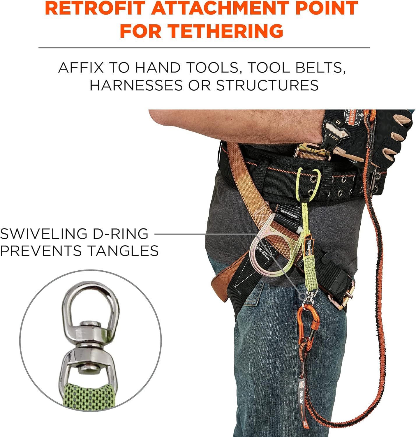 Ergodyne Squids 3713 Tool Tails Attachment with Swivel End, 10 Pounds,Lime