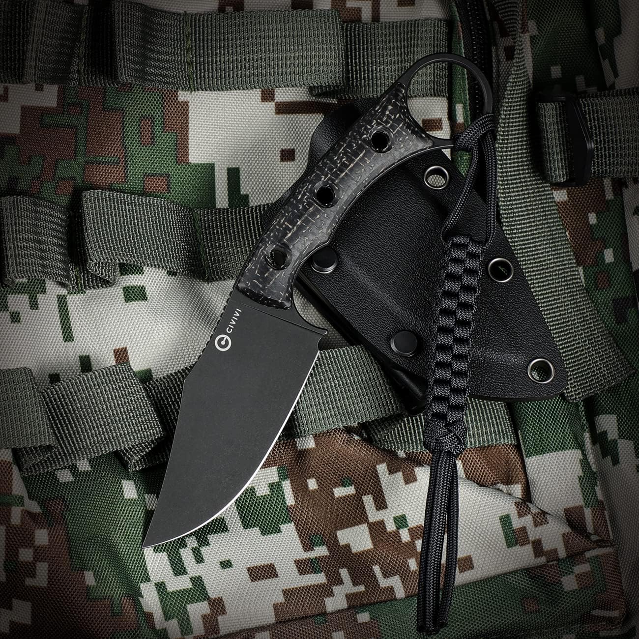 CIVIVI Midwatch Fixed Blade Knife, 3.39" Bohler N690 with Kydex Sheath